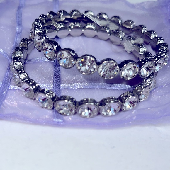 New Cute silver tone bling bangle clear stone - Picture 3 of 4
